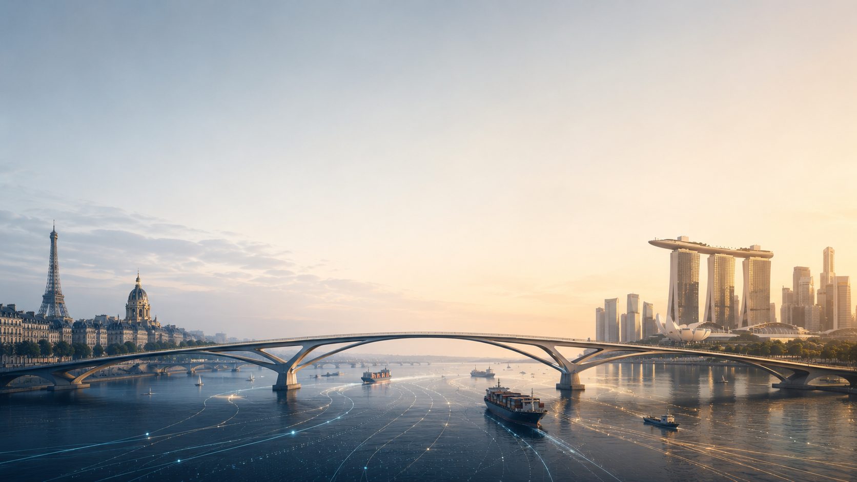 A bridge linking Paris and Singapore